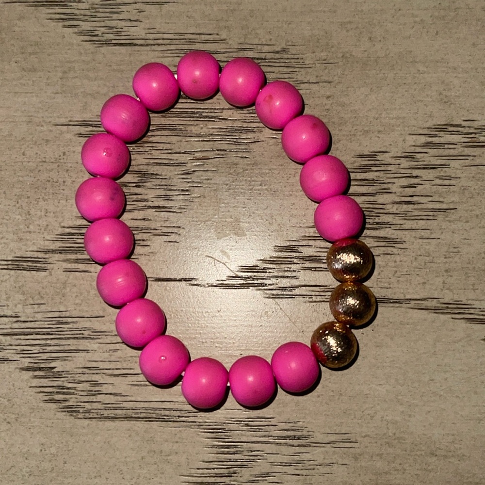 Pink Chunky Beaded Bracelet